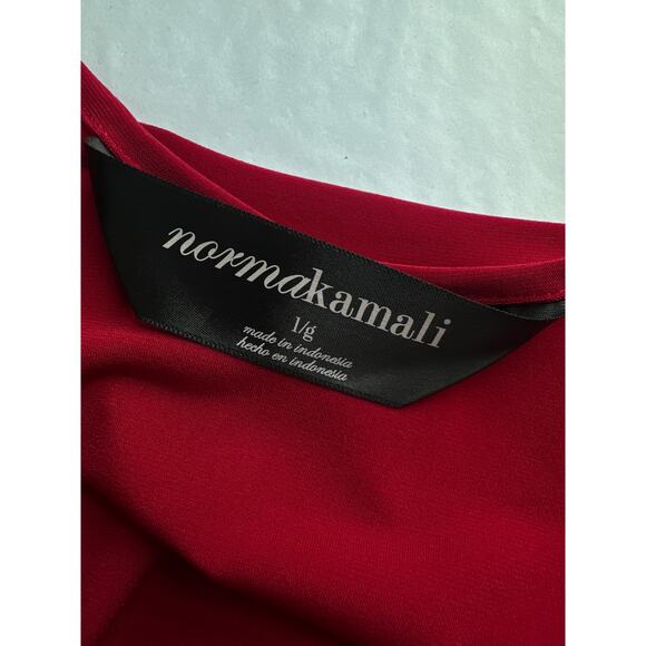 Norma Kamali Sweetheart Wrap Jersey Dress Long Sleeve in Deep Red Size Large - Picture 8 of 10